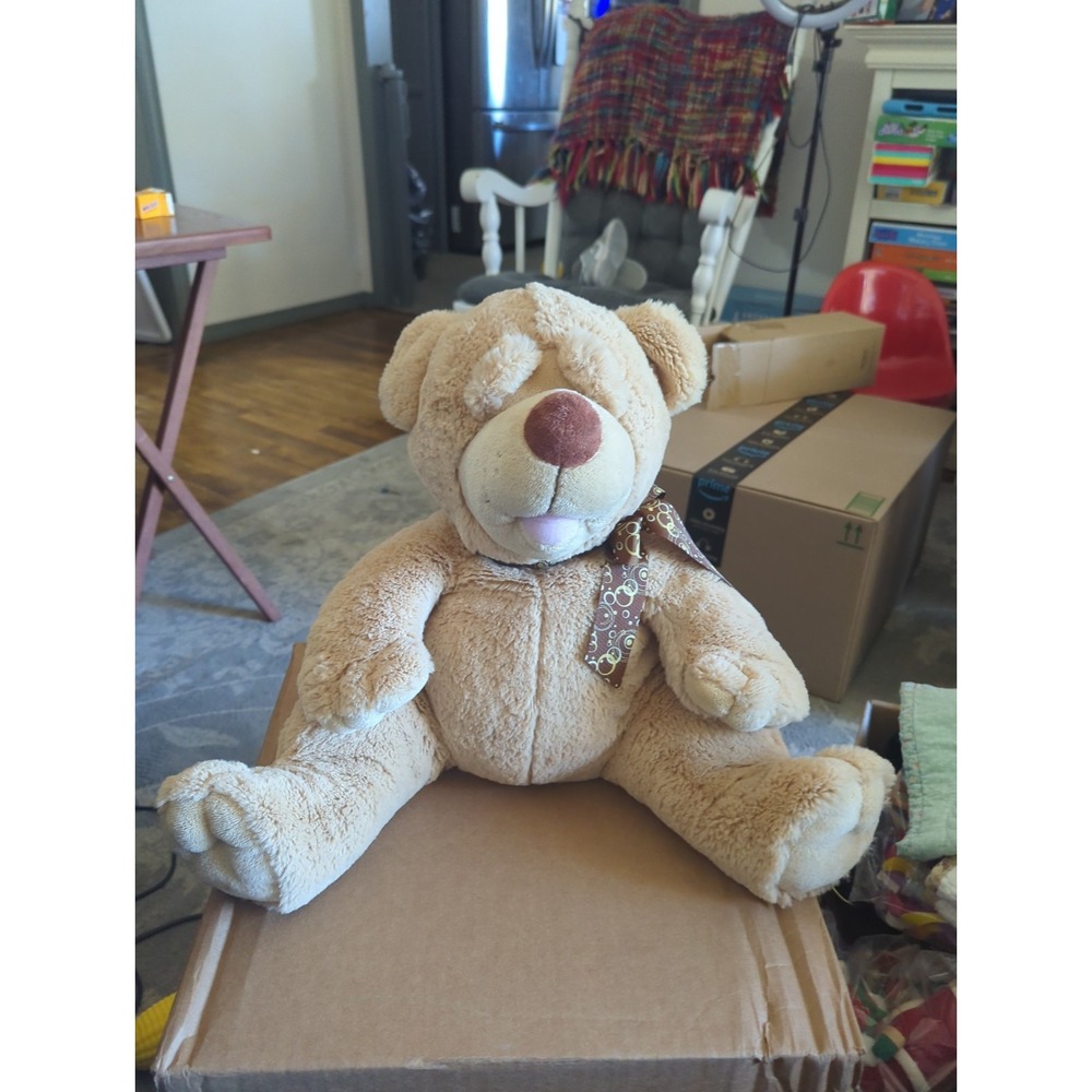 Vintage Ganz Teddy bear POTTS Stuffed Animal toy plush beige bowtie baby soft